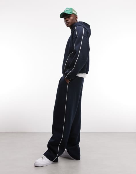 ASOS DESIGN co-ord super baggy jogger with side piping in navy