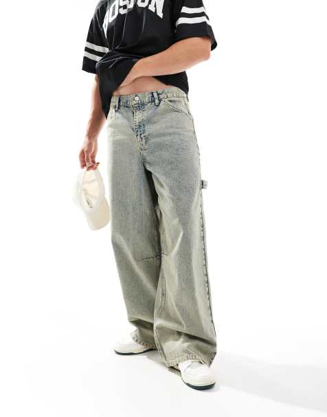 ASOS DESIGN – Bardzo szerokie jeansy typu carpenter z cieniowaniem w stylu vintage - view 1