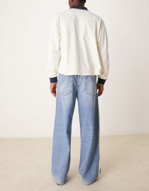 ASOS DESIGN – Bardzo szerokie niebieskie jeansy z lampasami, 2 z 5