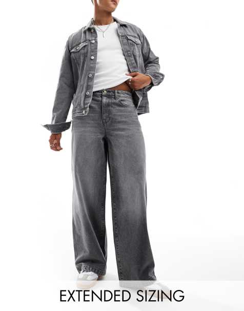 ASOS DESIGN – Bardzo szerokie szare jeansy z efektem sprania - view 1