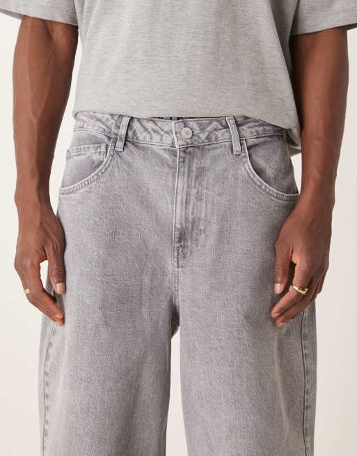 ASOS DESIGN – Bardzo szerokie szare jeansy z efektem sprania, 5 z 5