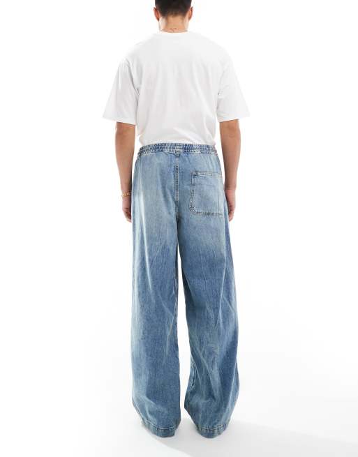 ASOS DESIGN – Bardzo szerokie wciągane jasnoniebieskie jeansy, 2 z 5