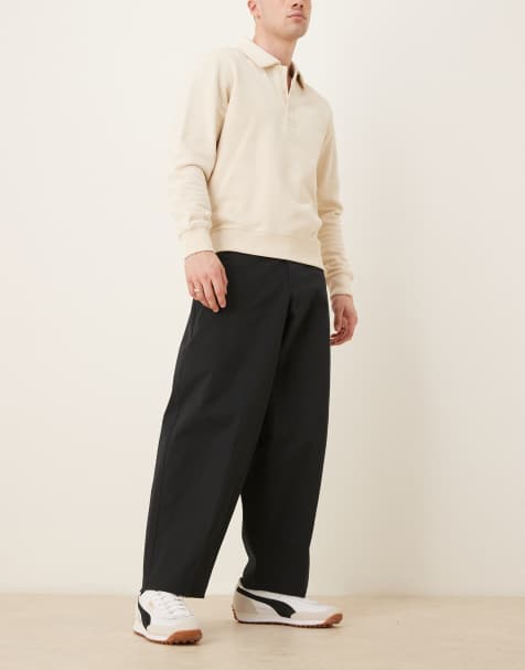 ASOS DESIGN smart extreme wide tapered trousers in black