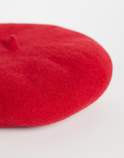 ASOS DESIGN baret i uld i rød, 3 af 3