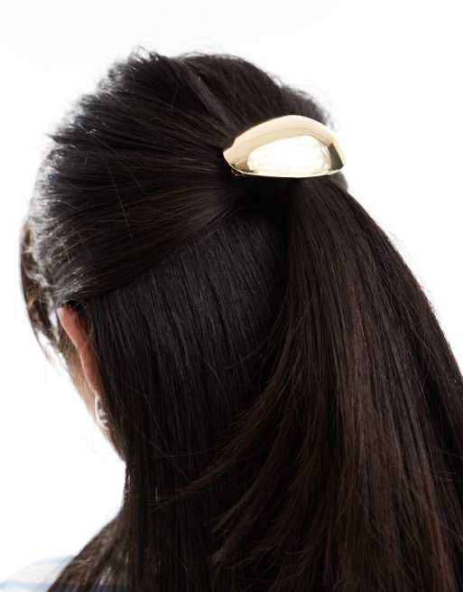 ASOS Design – Barette-Haarspange in Gold-Optik mit ovalem abstraktem Design