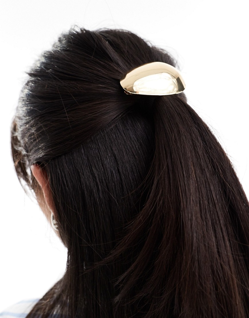 ASOS DESIGN barette hair clip with oval abstract design in gold tone
