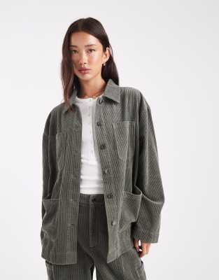ASOS DESIGN - Barn-Jacke aus Cord in Grün, Kombiteil