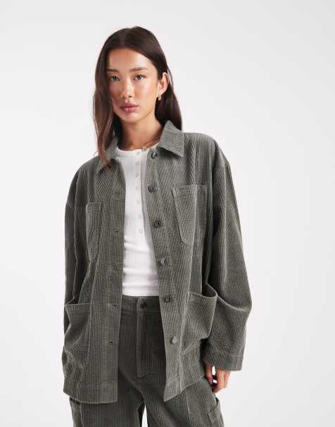 ASOS DESIGN barn jacket in cord in green - part of a set - view 1