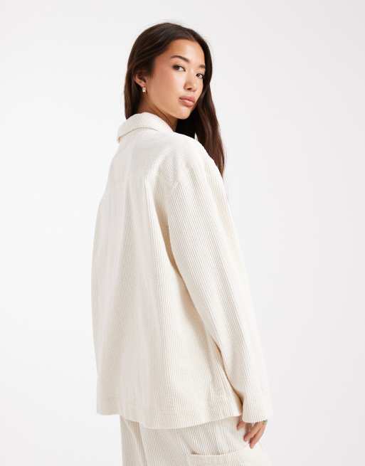 ASOS DESIGN barn jacket in cord in winter white - part of a set, 2 of 4