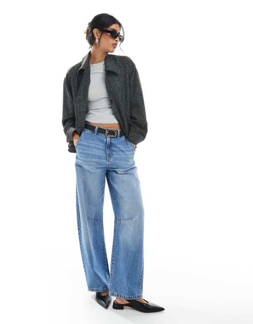 ASOS DESIGN barn jacket with bomber hem and contrast collar in mono check, 2 of 4