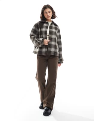 Asos Design Barn Jacket With Contrast Collar In Multi