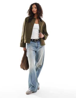 Asos Design Barn Jacket With Contrast Collar