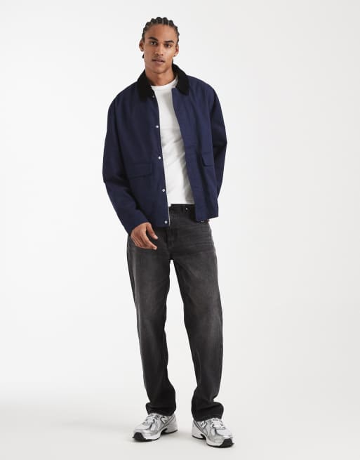 ASOS DESIGN - Barn - Veste avec col contrastant - Bleu marine, 2 de 5