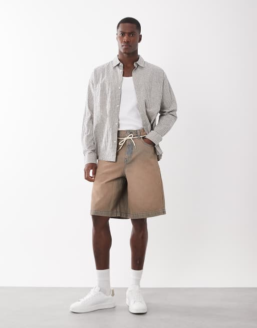 ASOS DESIGN – Bärnstensfärgade, lediga jeansshorts med knytband , 2 av 5