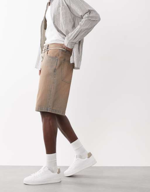 ASOS DESIGN – Bärnstensfärgade, lediga jeansshorts med knytband , 4 av 5
