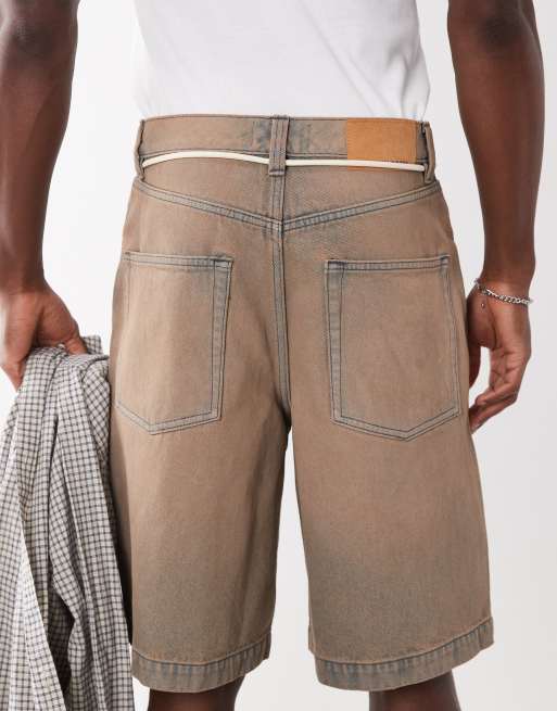 ASOS DESIGN – Bärnstensfärgade, lediga jeansshorts med knytband , 5 av 5