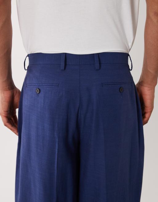 ASOS DESIGN – Barrel-Anzughose in Marineblau mit Noppenstruktur, 5 von 5