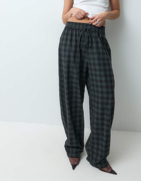 ASOS DESIGN barrel-bukser med elastisk taljebånd i tern - view 1
