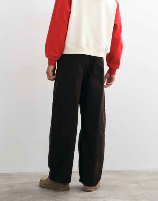 ASOS DESIGN barrel cargo trousers in brown, 5 of 5