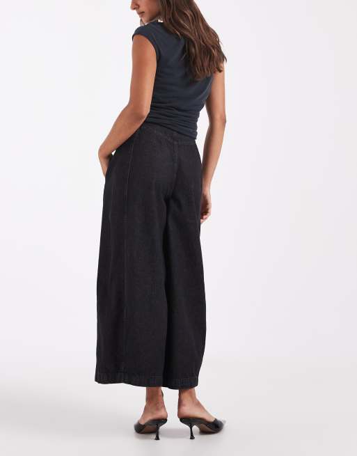 ASOS DESIGN Barrel-Culotte mit glattem Bund in Schwarz, 3 von 5