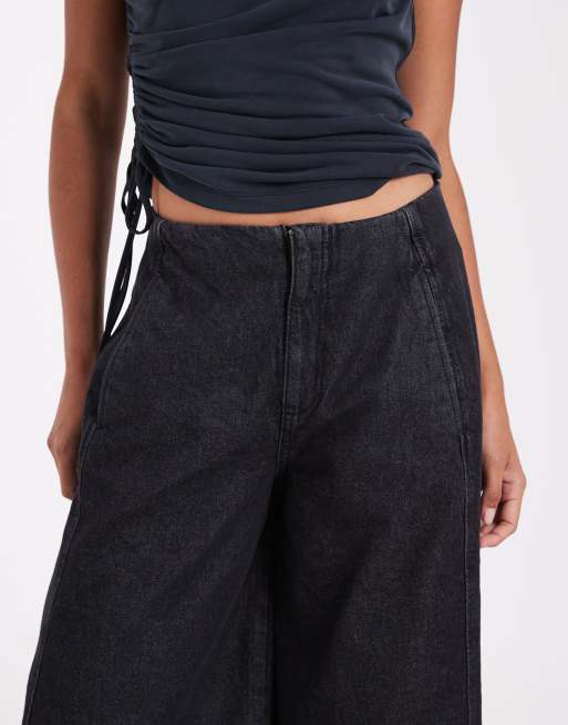 ASOS DESIGN Barrel-Culotte mit glattem Bund in Schwarz, 4 von 5