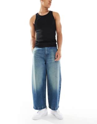 Asos Design Barrel Fit Jeans In Blue