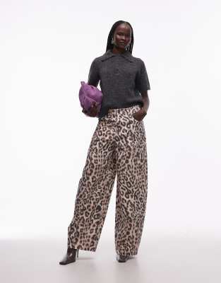 ASOS DESIGN - Barrel-Hose mit Leopardenmuster-Bunt