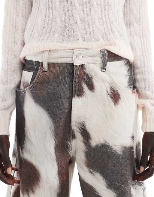 ASOS DESIGN barrel jean in cow print, 5 of 5
