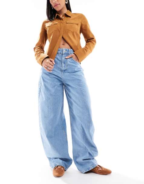 ASOS DESIGN – Barrel-Jeans aus Denim in heller Waschung mit hohem Bund - view 1