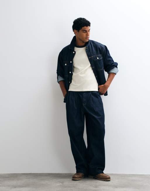 ASOS DESIGN barrel jeans i indigo med veck, 3 av 5