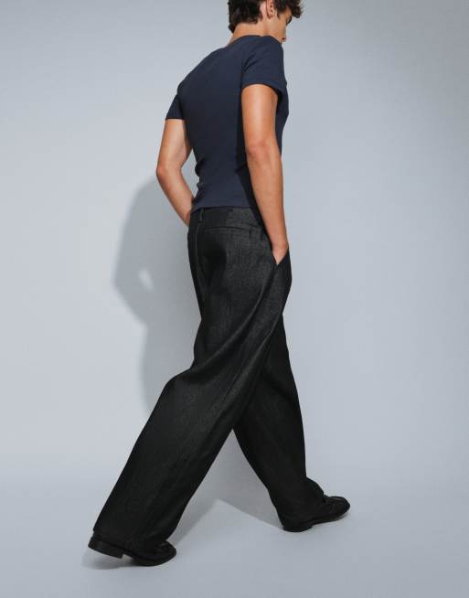 ASOS DESIGN barrel jeans i råsvart denim med veck, 3 av 5
