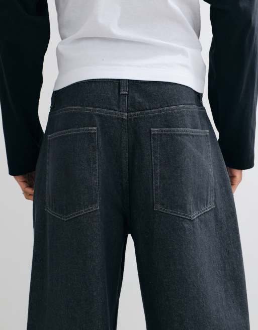ASOS DESIGN barrel jeans i svart rå tvätt, 5 av 5