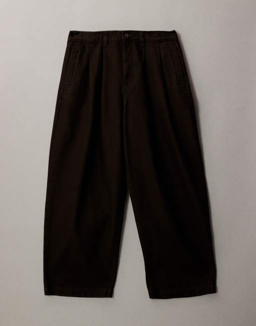ASOS DESIGN barrel jeans in brown with pleats, 5 of 7