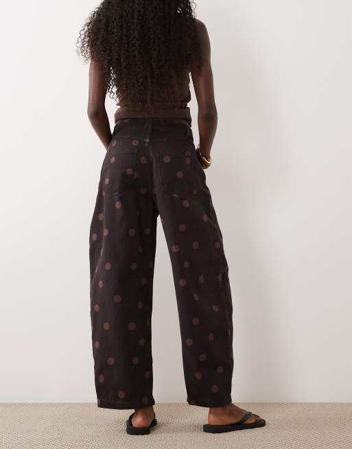 ASOS DESIGN barrel jeans in chocolate polka dot, 2 of 5