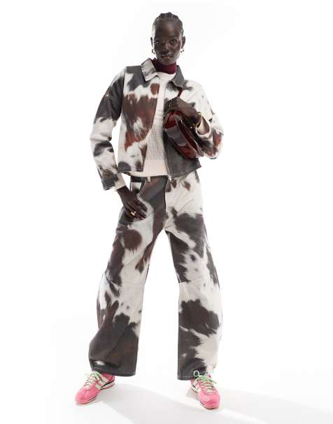 ASOS DESIGN barrel jeans in cow print - view 1