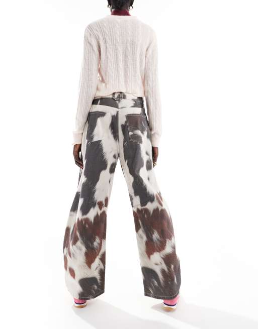 ASOS DESIGN barrel jeans in cow print, 2 of 5