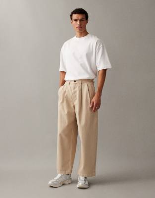 Barrel-Jeans in Ecru mit Bundfalten-Neutral Neutral 52