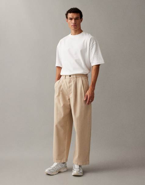 ASOS DESIGN barrel jeans in ecru with pleats