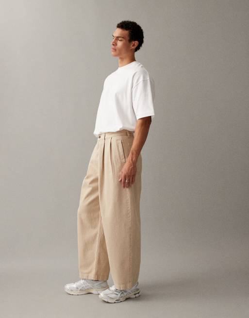 ASOS DESIGN barrel jeans in ecru with pleats, 2 of 7