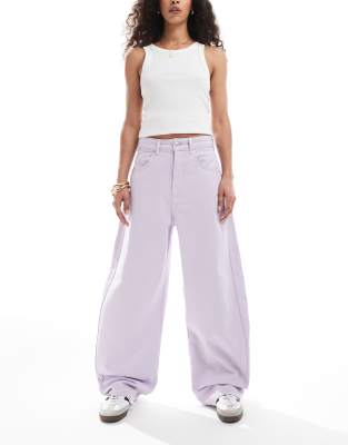 ASOS DESIGN - Barrel-Jeans in Flieder mit hohem Bund-Lila