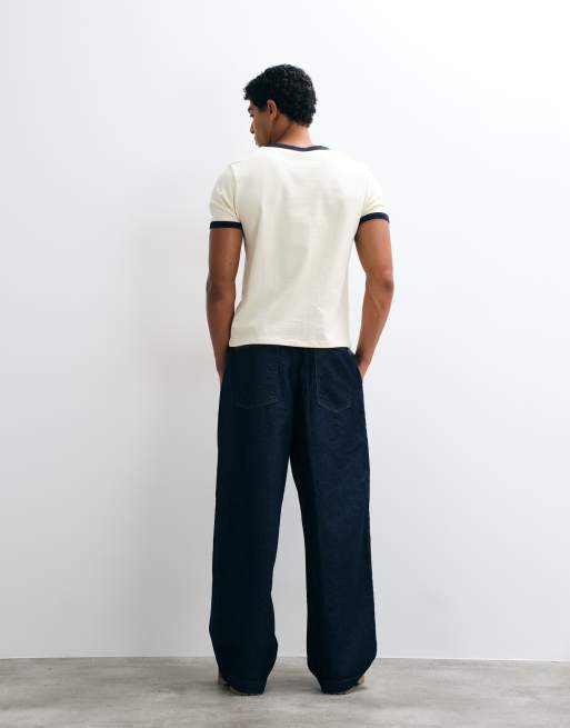 ASOS DESIGN Barrel-Jeans in Indigo mit Falten, 5 von 5