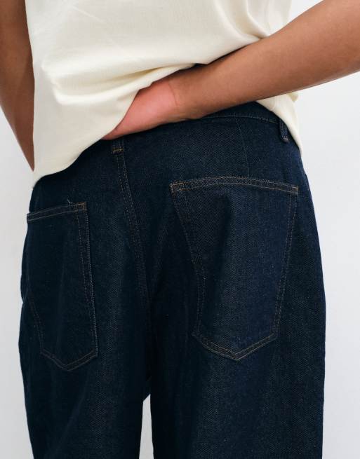ASOS DESIGN barrel jeans in indigo with pleats, 4 of 5