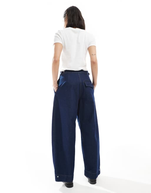 ASOS DESIGN – Barrel-Jeans in Indigoblau mit Laschendetail, Kombiteil, 3 von 5
