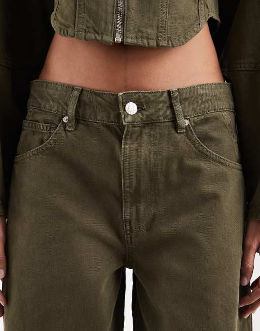 ASOS DESIGN – Barrel-Jeans in Khaki mit niedrigem Bund, 5 von 5