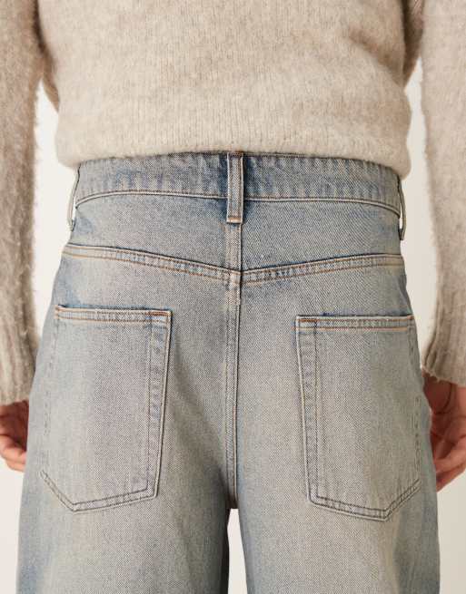 ASOS DESIGN barrel jeans in light wash blue with tint and rips, 5 of 5