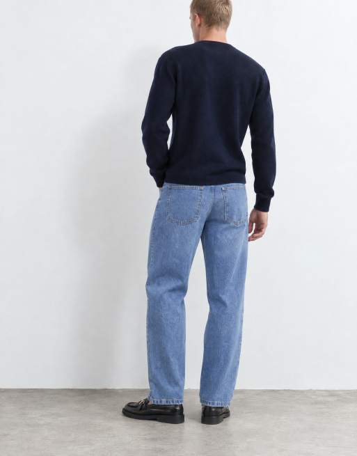 ASOS DESIGN barrel jeans in mid wash blue with pocket detail, 7 of 9