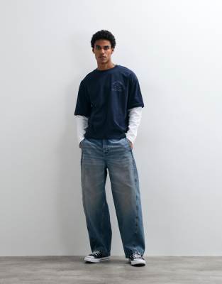 Asos Design Barrel Jeans In Blue