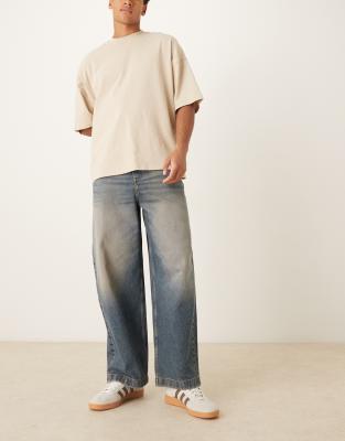 Asos Design Barrel Jeans In Blue