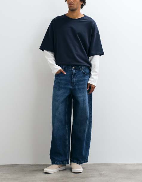 ASOS DESIGN Barrel-Jeans in mittlerer Waschung Blau - view 1