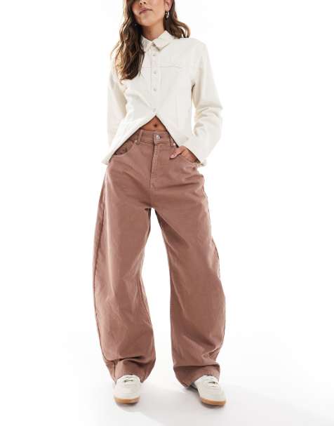 ASOS DESIGN – Barrel-Jeans in Mokka mit hohem Bund - view 1